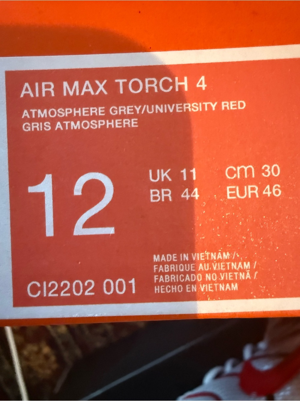 Nike Air Max Torch 4 Atmosphere Grey University Red Sneakers - White/Red/Black - Picture 6 of 6